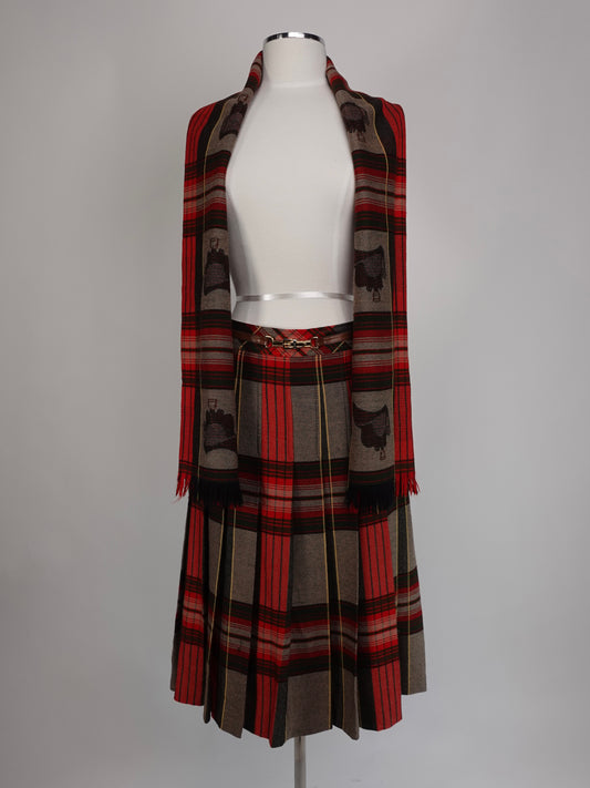 LATE 1980S - CELINE WOOL SKIRT + SCARF SET