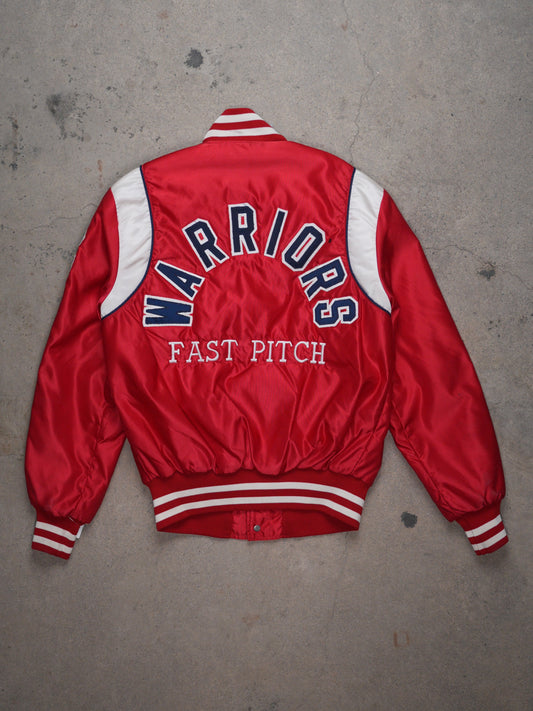 1960S - "WARRIORS" SATIN VARSITY BOMBER JACKET