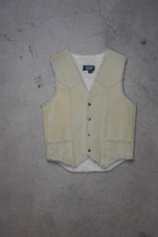 1970S - LEATHER RIDER SHEEPSKIN VEST