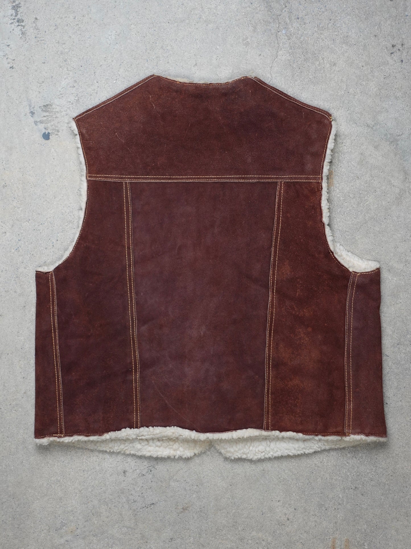 1970S - GENUINE LEATHER SHEEPSKIN VEST