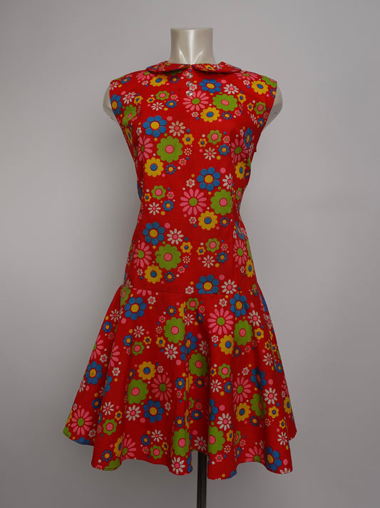 1960S -FLOWER POWER SLEEVLESS MIDI DRESS