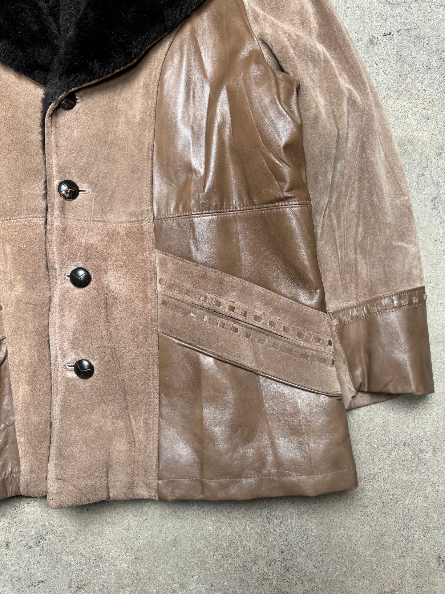 1980S - PIONEER WEAR LEATHER FUR TRIM COAT