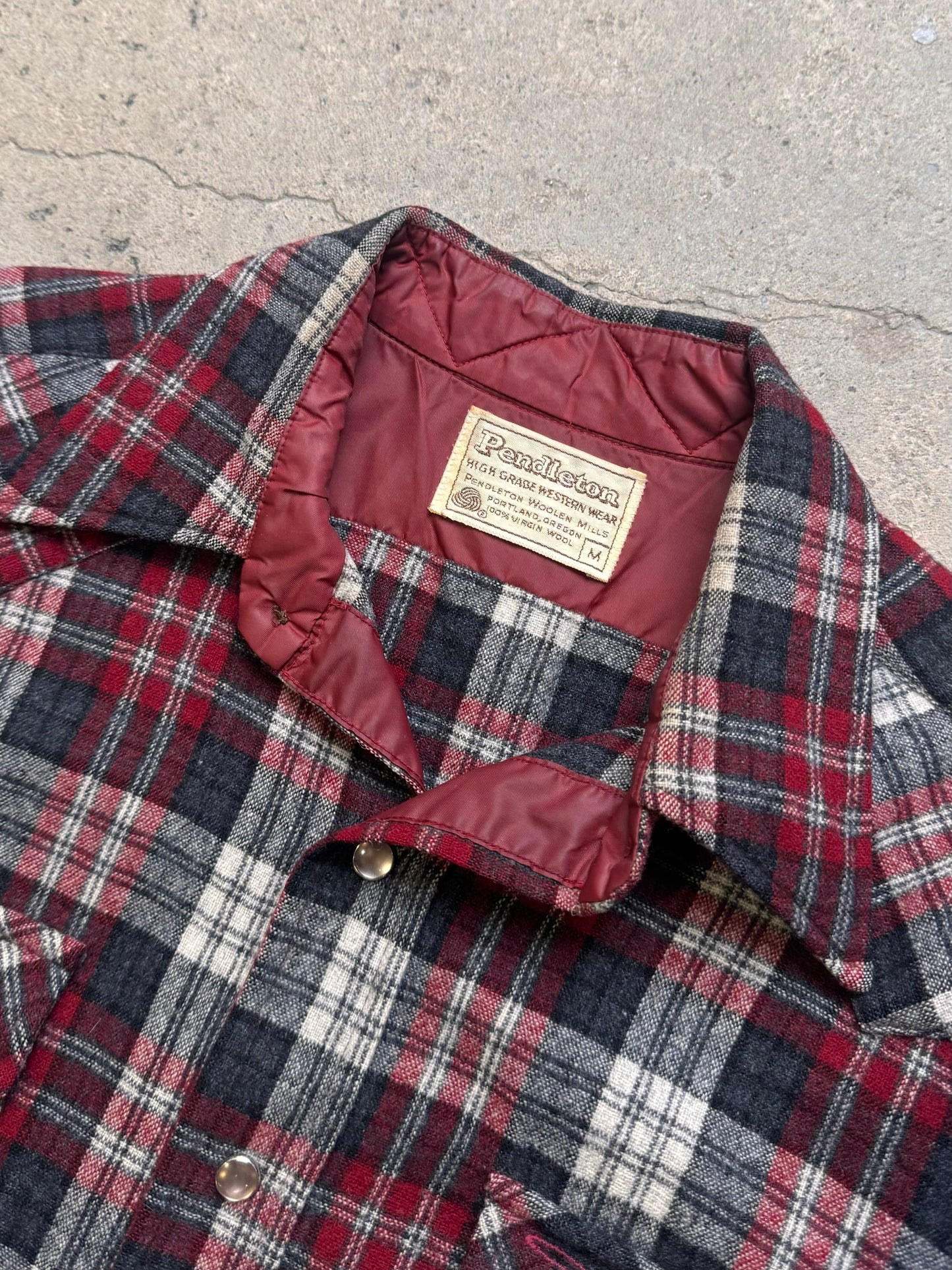 1970S - PENDLETON HIGH GRADE WESTERN WEAR PLAID FLANNEL SHIRT