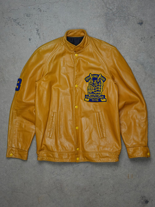 1970S - "TEAM ROYAL BANK" LEATHER LETTERMAN JACKET