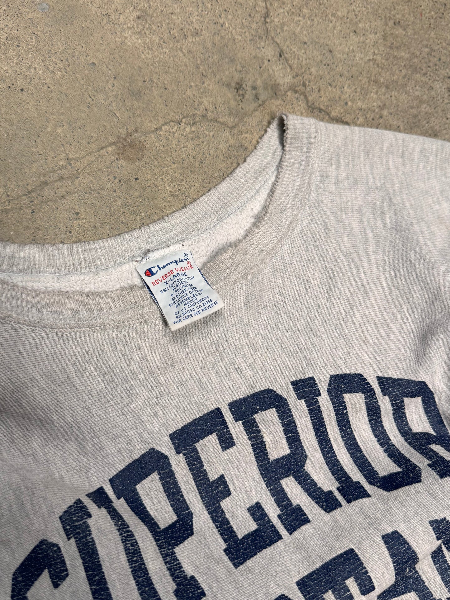 1990S - CHAMPION REVERSE WEAVE "SUPERIOR SPARTINS" CREWNECK SWEATSHIRT