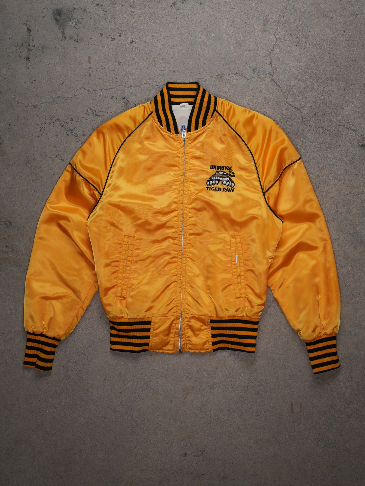 1980S - "TIGER PAW" SATIN VARSITY BOMBER JACKET