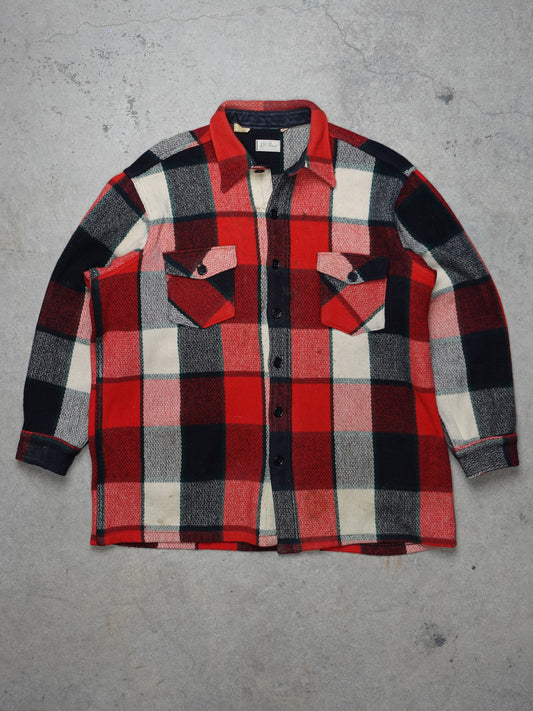 1960S - LL BEAN PLAID WOOL BUTTON UP SHIRT