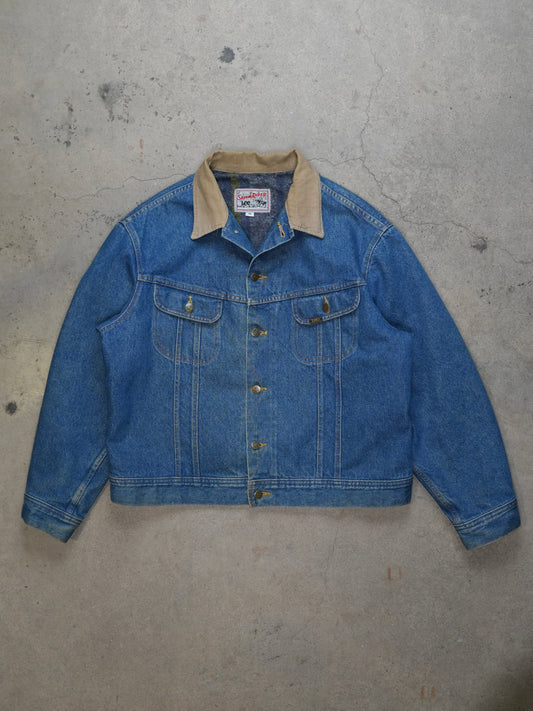 1980S - LEE STORM RIDER DENIM JACKET CORDUROY COLAR