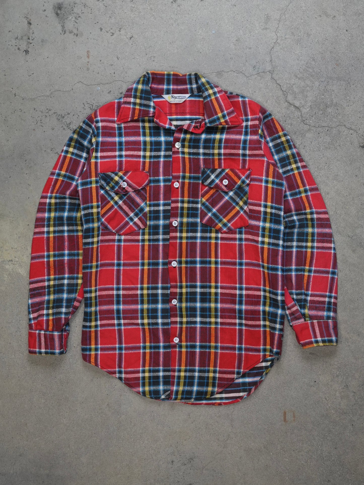 1980S - KEY IMPERIAL PLAID FLANNEL SHIRT