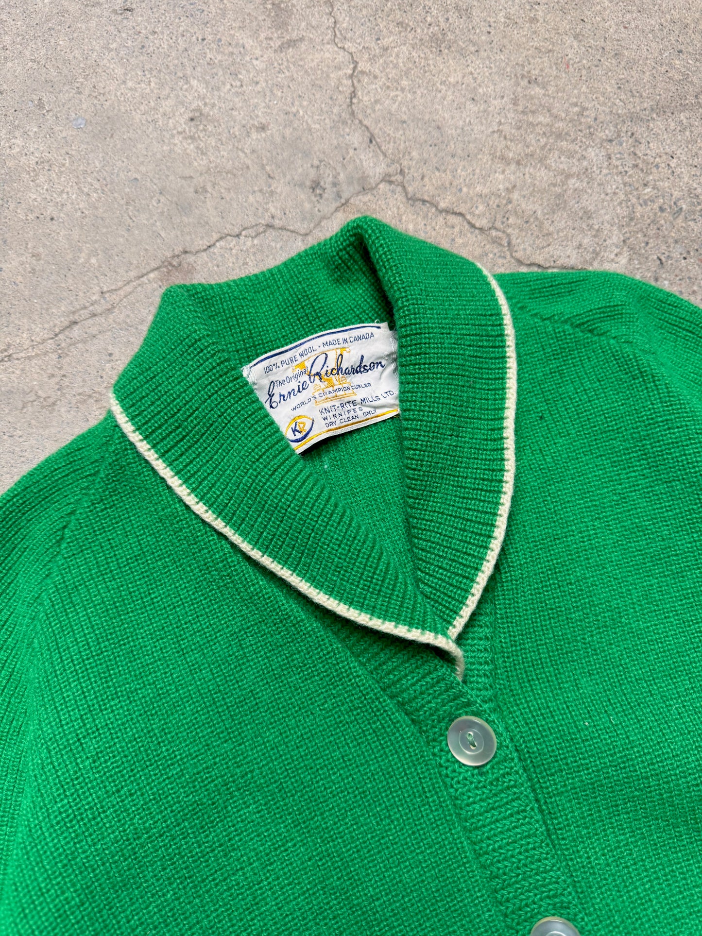 1960S - Green Varsity Cardigan