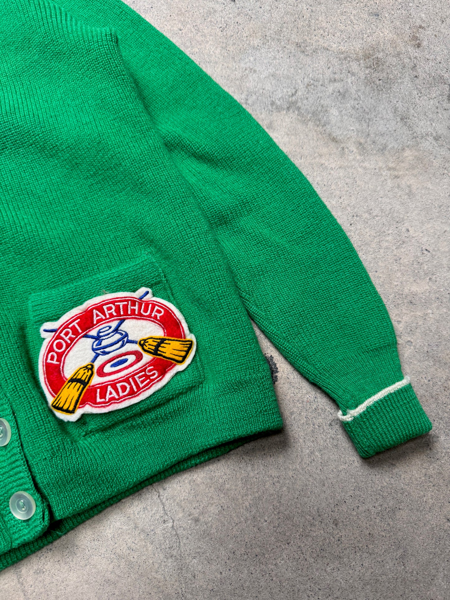 1960S - Green Varsity Cardigan