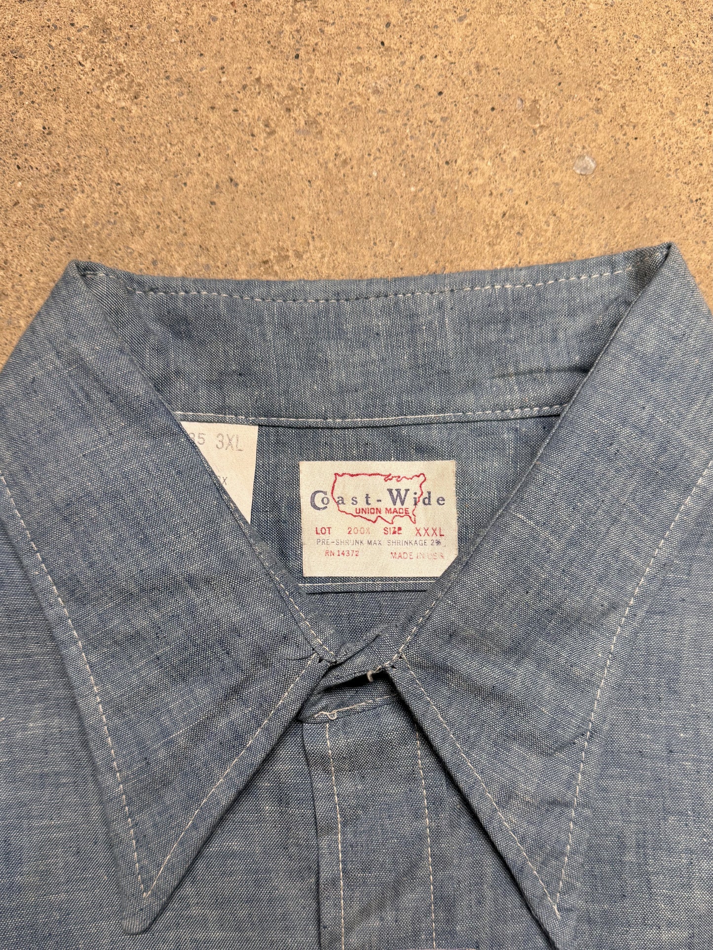 1970S - COAST WIDE UNION MADE CHAMBRAY SHIRT