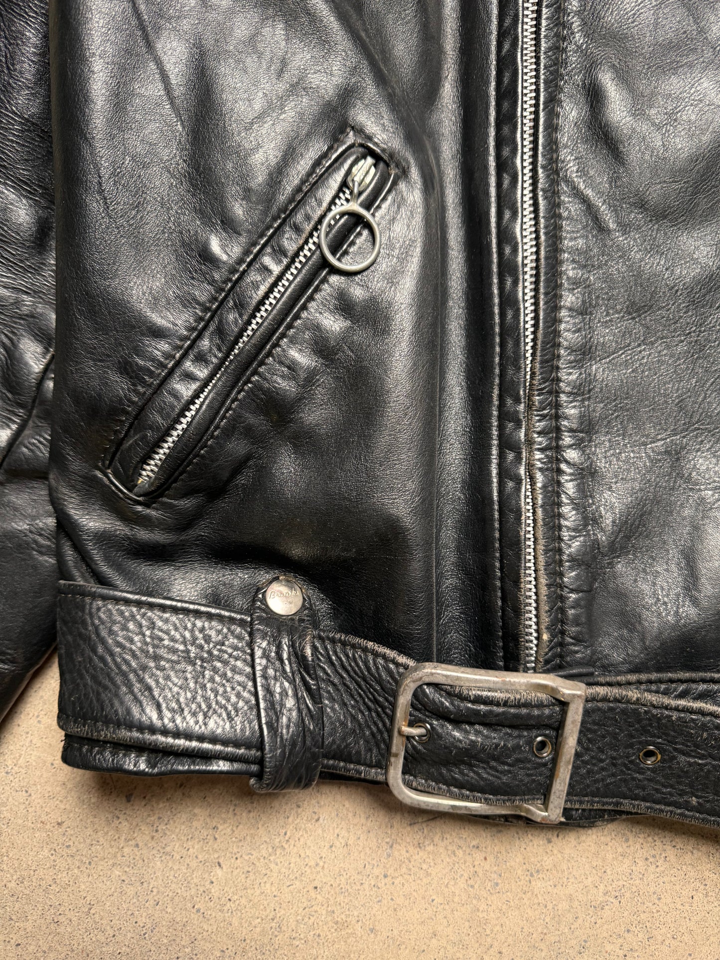 1950S - BROOKS PERFECTO LEATHER BIKER JACKET