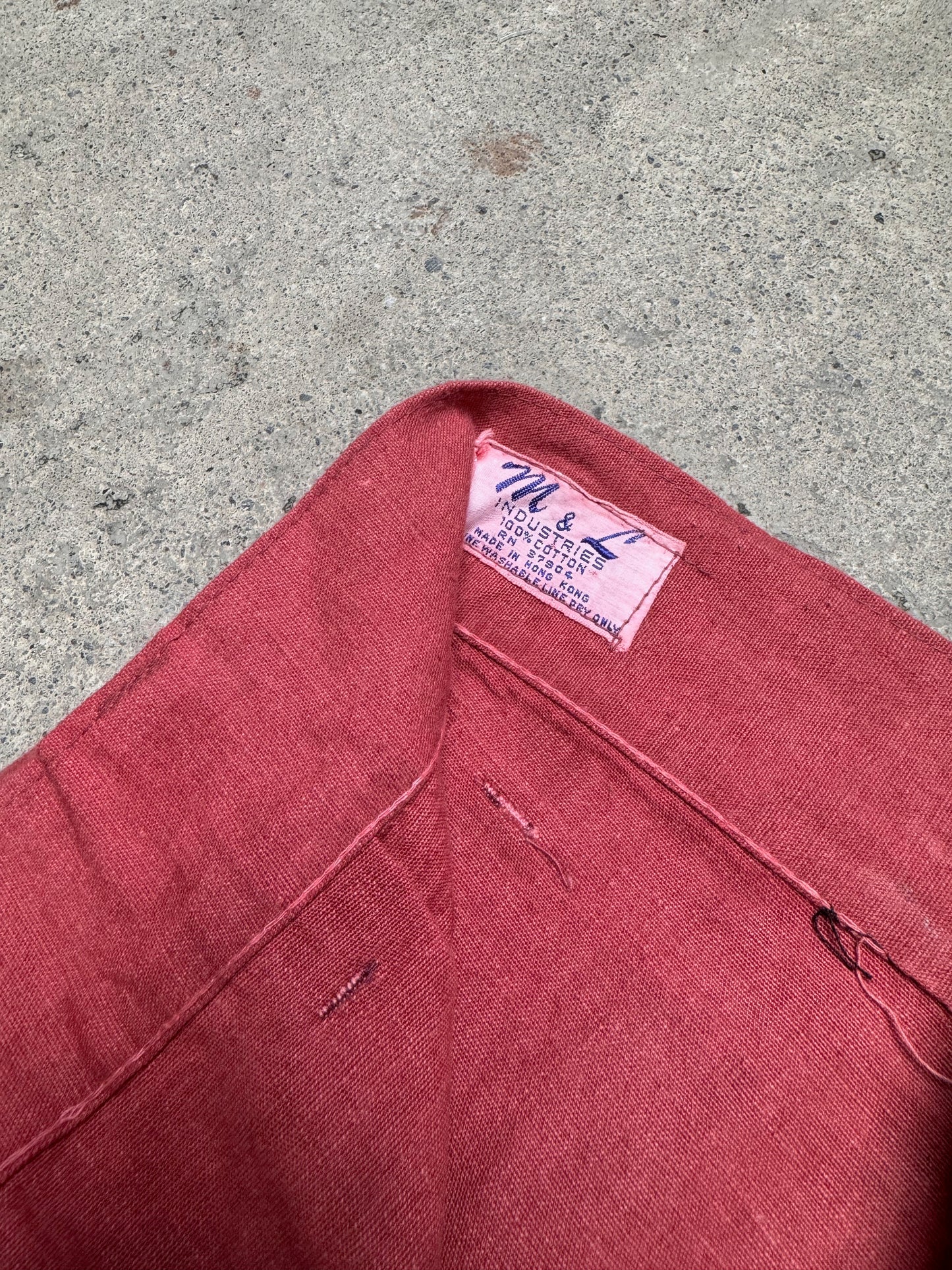 1970S - M&L INDUSTRIES FLARED RED OVERDYED TROUSERS