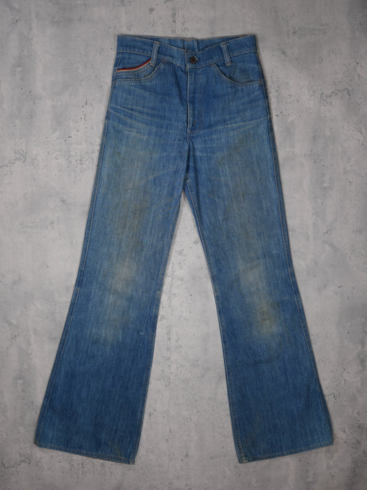 1970S - LEVI'S ORANGE TAB "MOVIN ON" FLARED DENIM JEANS