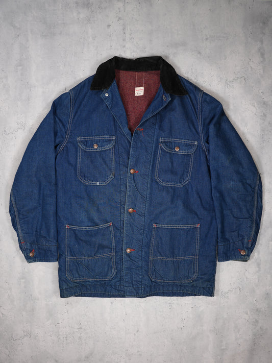 1950S- BIG MAC PENNYS UNION MADE BLANKET LINED DENIM CHORE JACKET