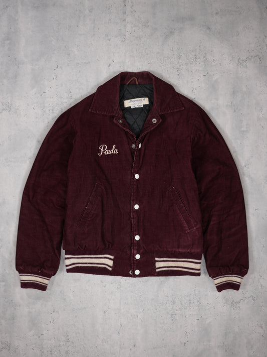 1970S - MARQUART'S SPORTSWEAR CORDUROY LETTERMAN JACKET