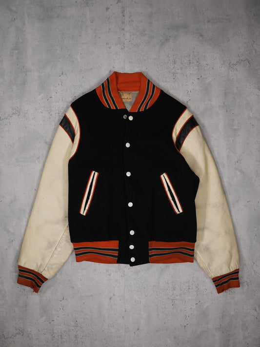 1960S - LEATHER/WOOL VARSITY JACKET