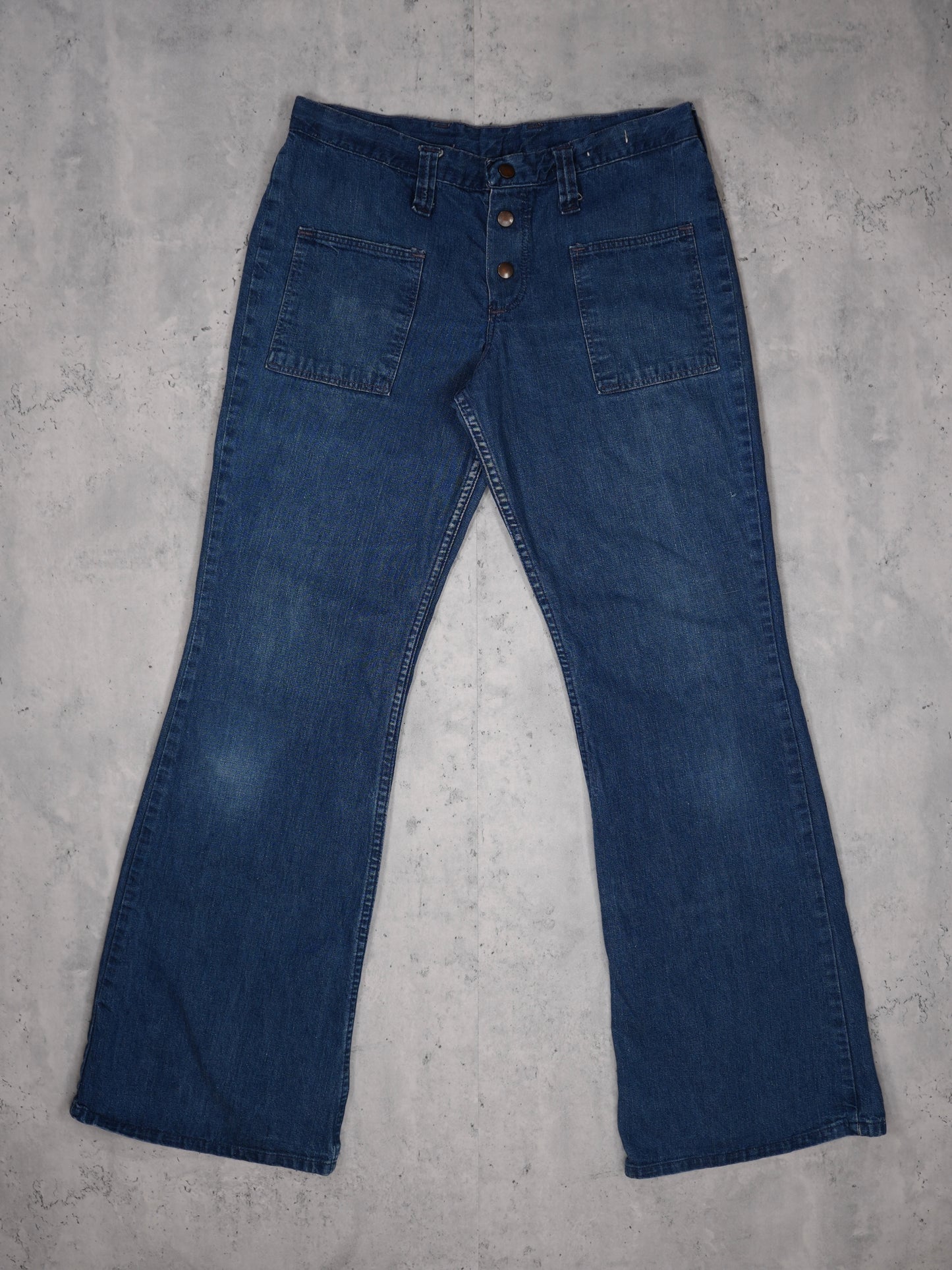 1970S - WRANGLER "USN STYLE" DENIM BELL BOTTOMS