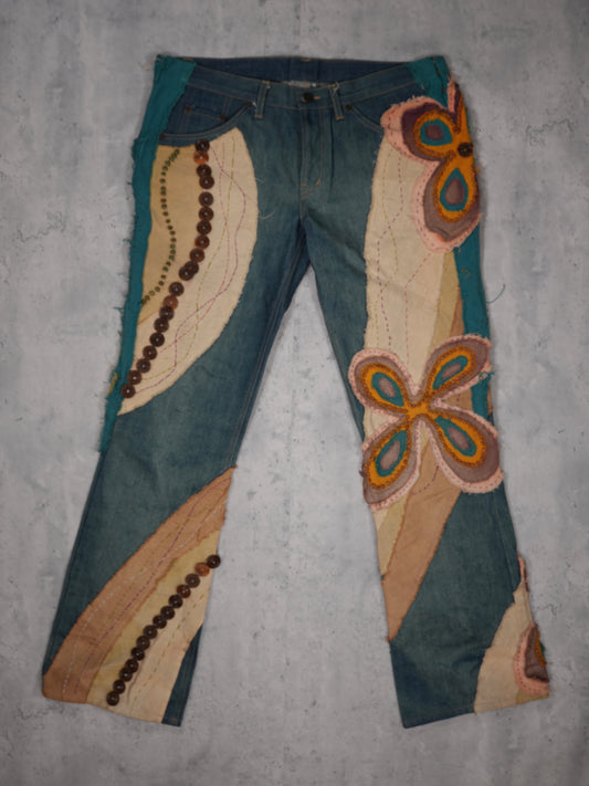 REWORK - LEVI'S FLARED DENIM/PATCHWORK JEANS