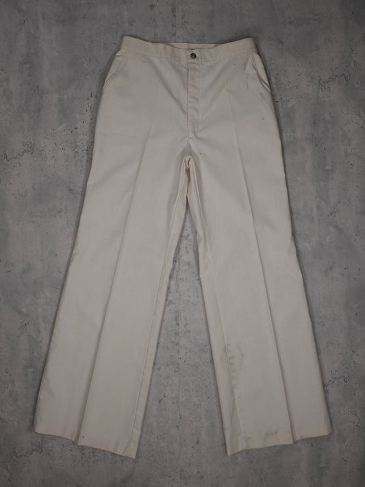 1970S - FLARED WHITE DRESS TROUSERS