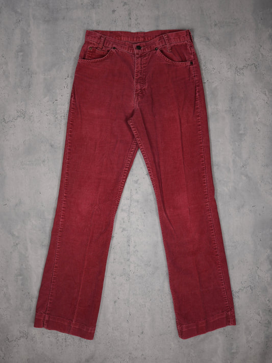 1970S - JC PENNY "PLAIN POCKETS" RED CORDUROY TROUSERS