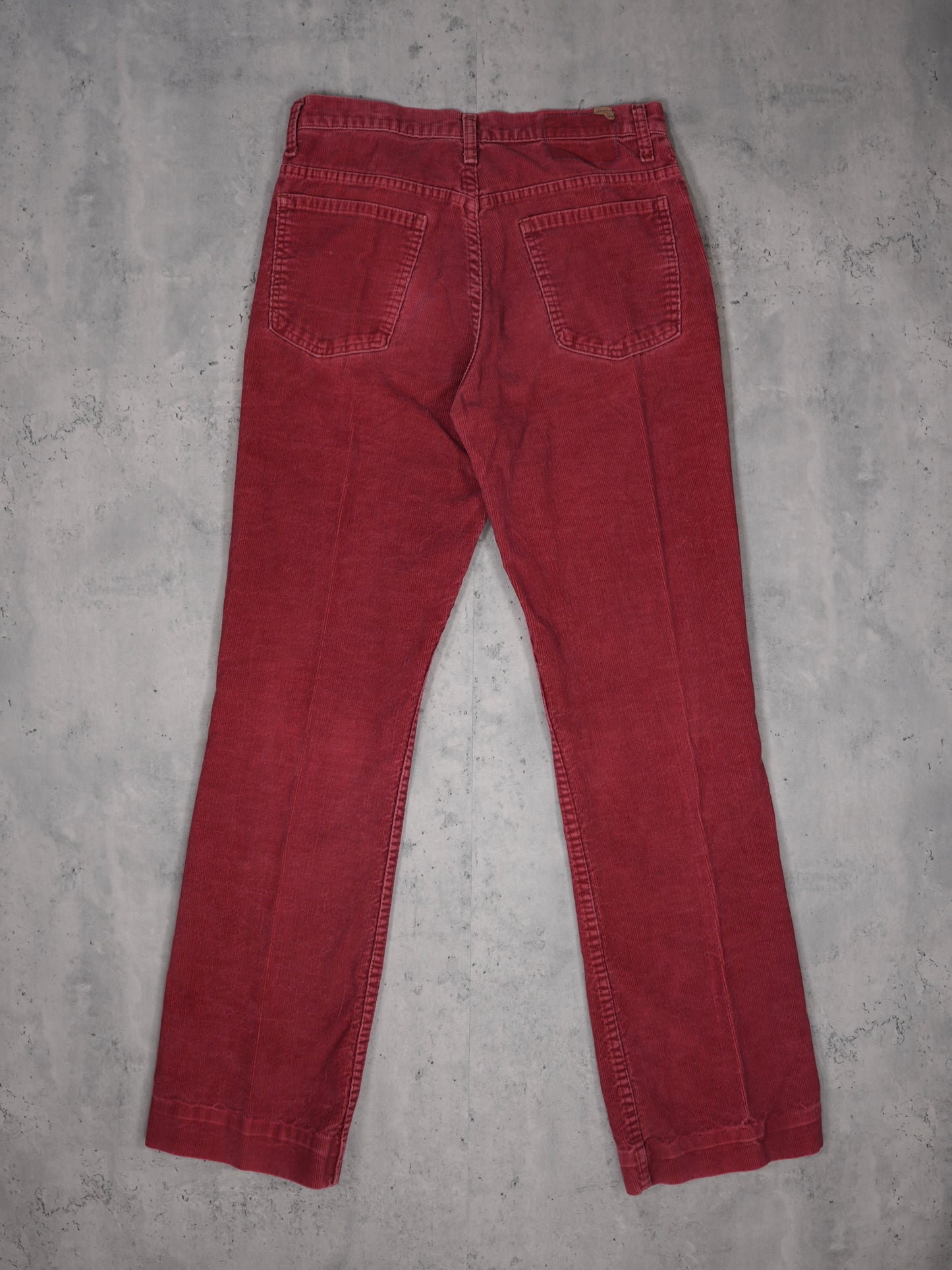 1970S - JC PENNY "PLAIN POCKETS" RED CORDUROY TROUSERS