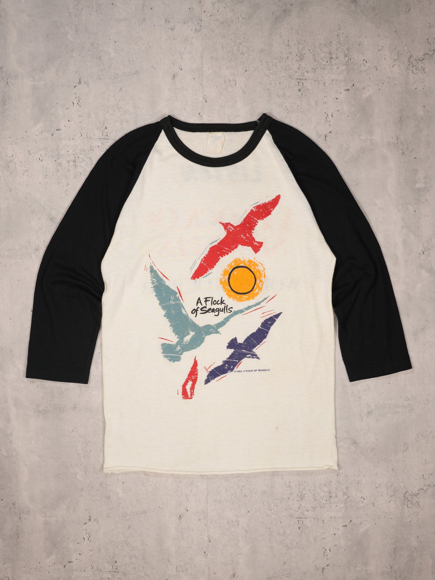 1983 - "A FLOCK OF SEAGULLS" WORLD TOUR THREE QUARTER SLEEVE T-SHIRT