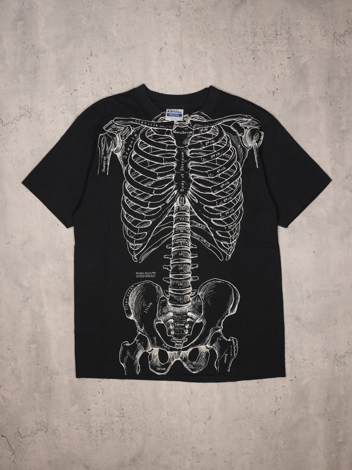 1990S - BONES "SKELETEES" BY LESLIE ARWIN T-SHIRT