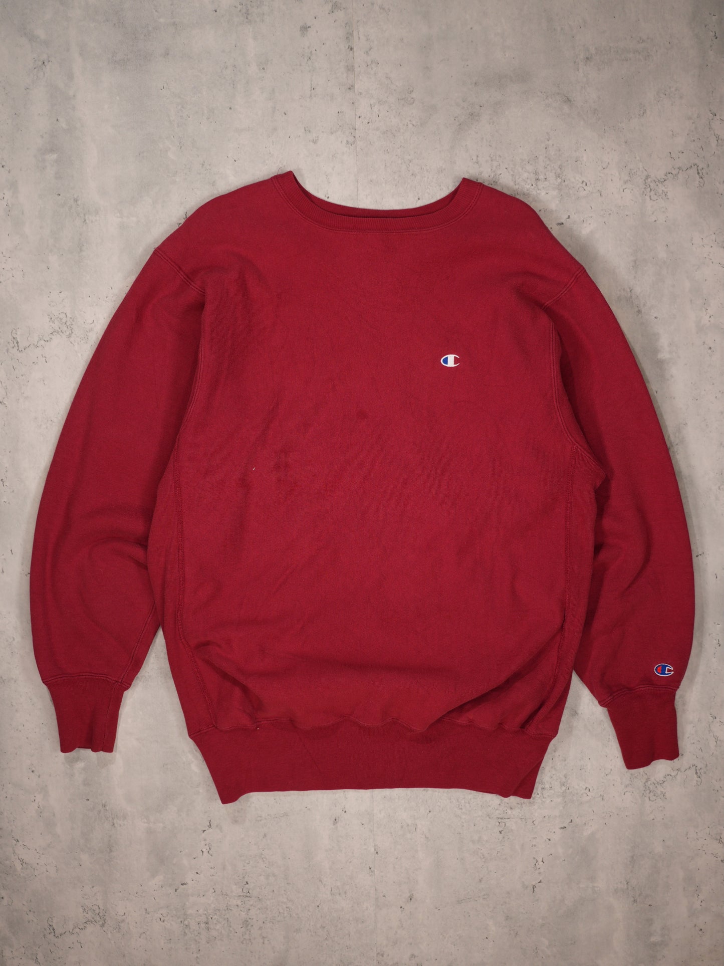 1990S - RED/MAROON CHAMPION REVERSE WEAVE SWEATSHIRT - XX-LARGE