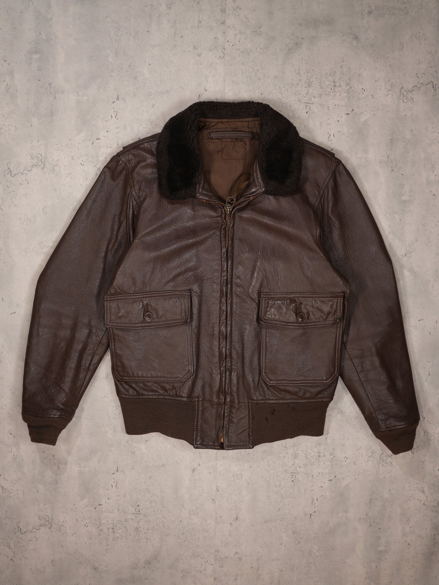 1940S - USN A2 LEATHER BOMBER JACKET