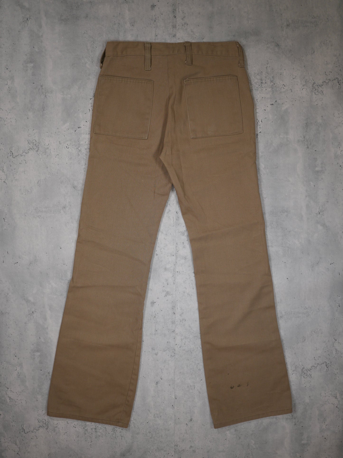 1970S - KHAKI BAKER POCKET FLARED TROUSERS