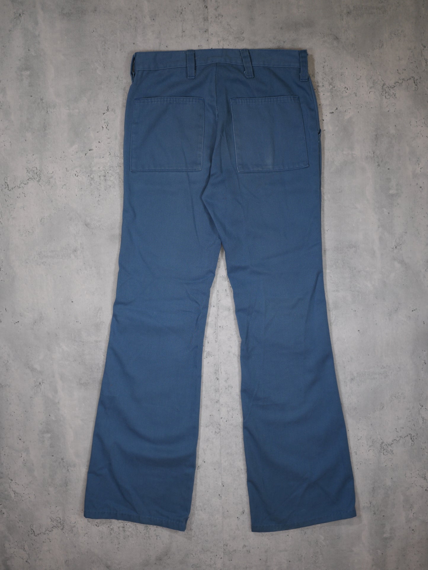 1970S - BLUE BAKER POCKET FLARED TROUSERS