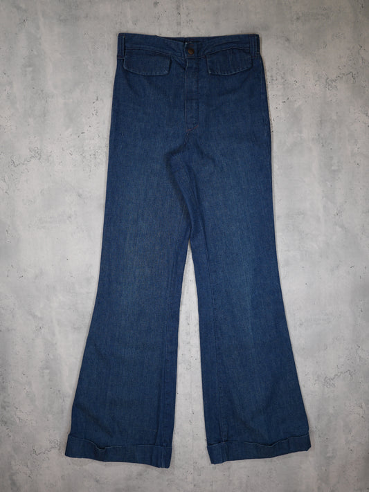 1970S - HIGH WAISTED DENIM BELL BOTTOMS