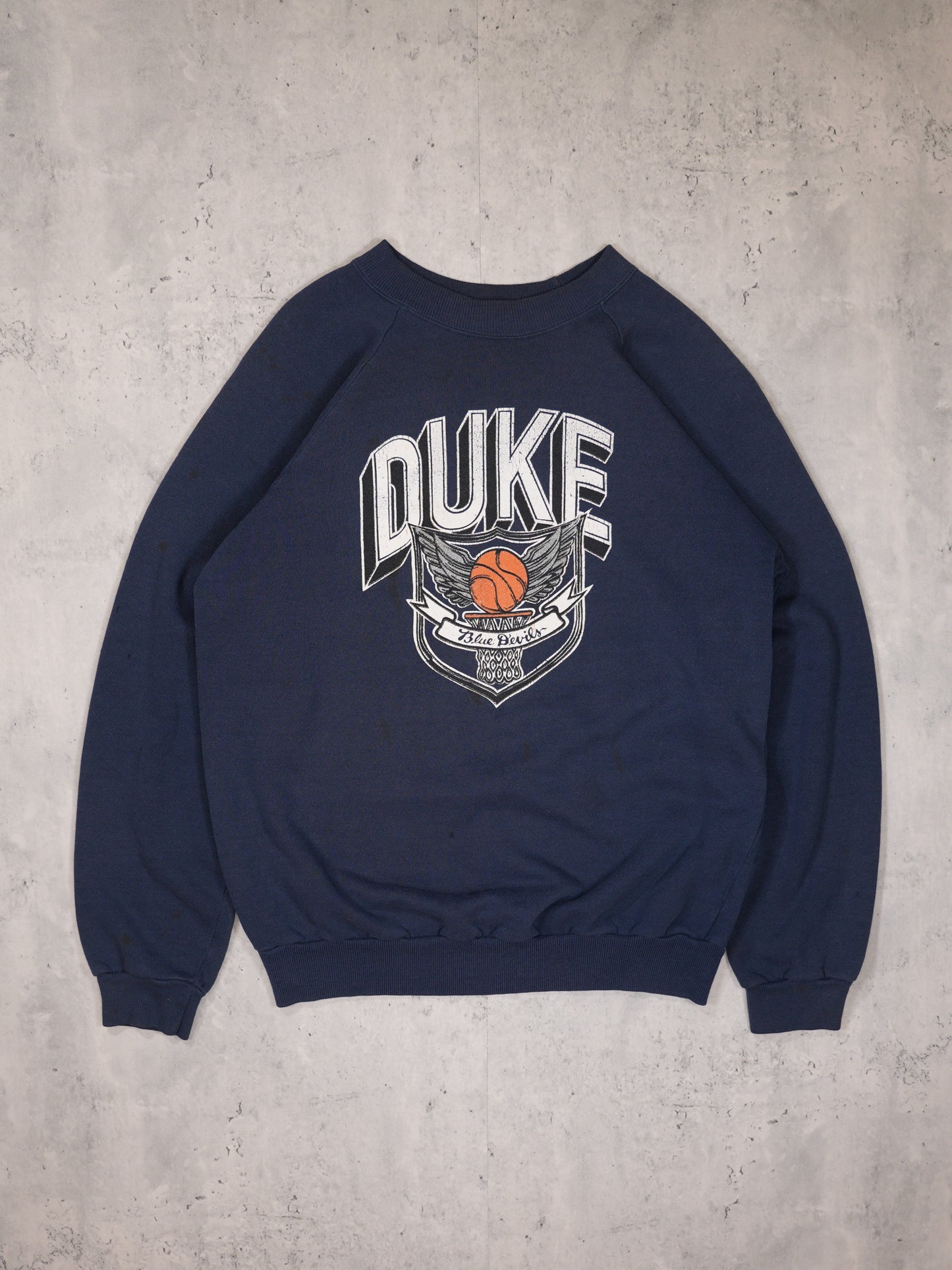 1980S - DUKE UNIVERSITY RAGLAN SLEEVE CREWNECK SWEATSHIRT