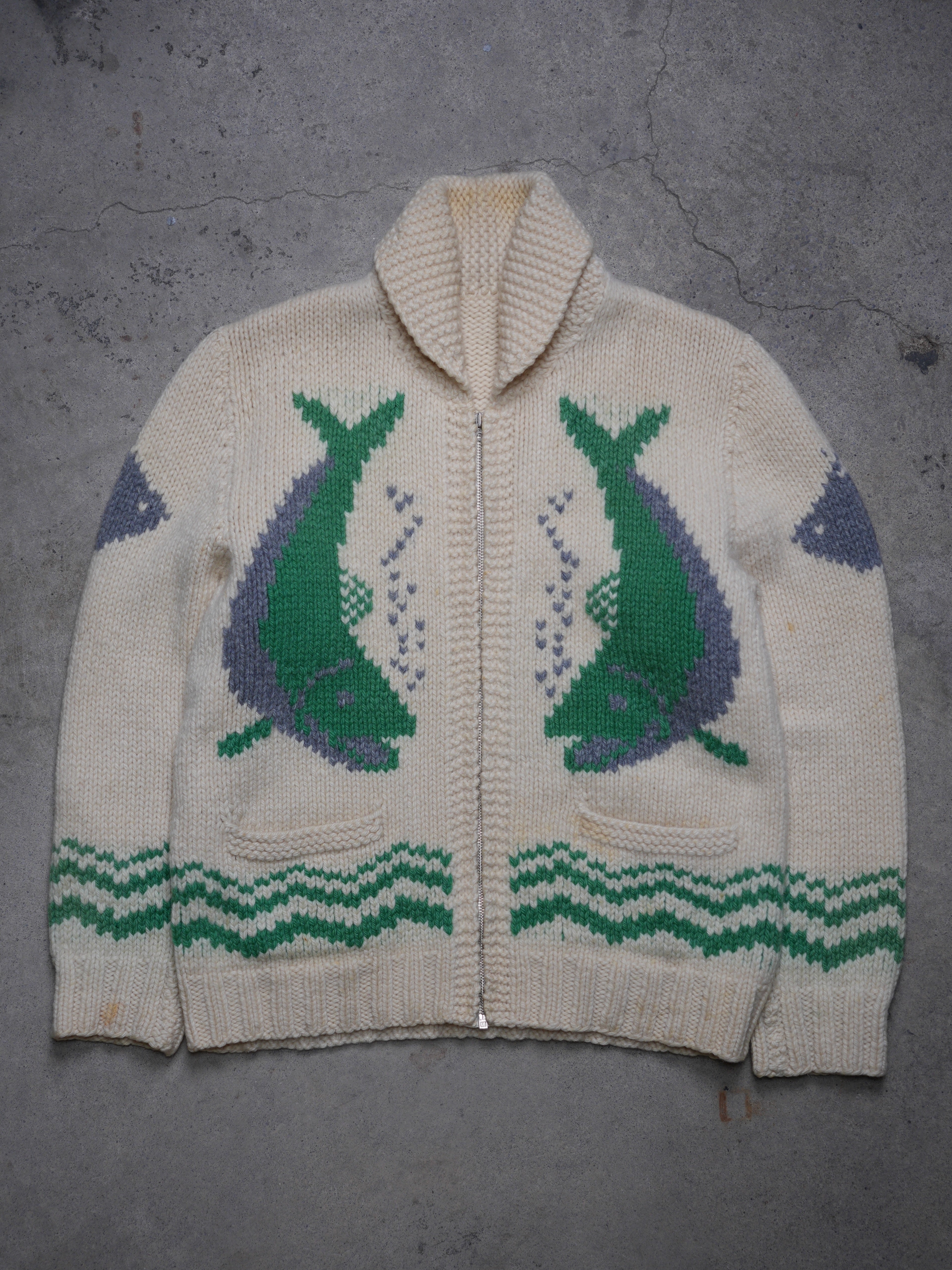 Store Handmade Mary Maxim Sweater Oil Rig Derrick (New) Wool Cardigan Jumper In Stock