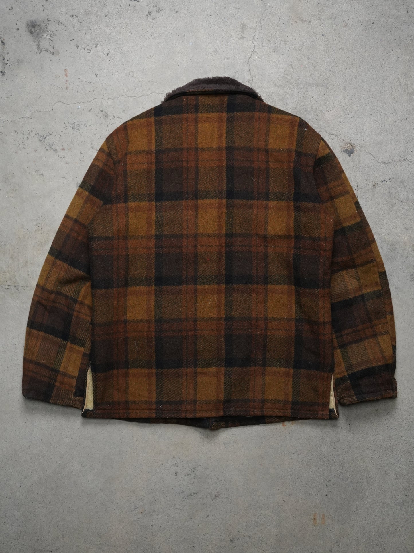 1970S - PLAID WOOL SHEARLING LINED JACKET