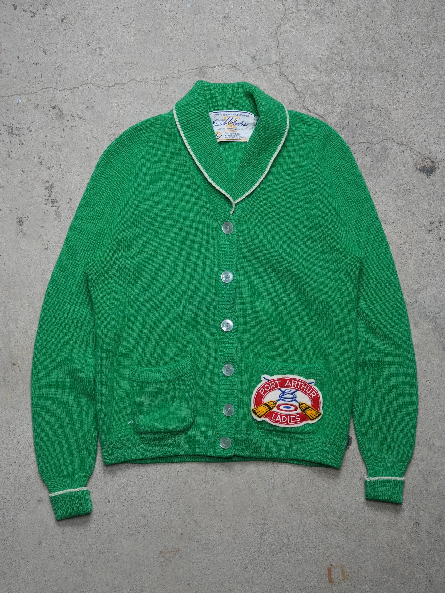 1960S - Green Varsity Cardigan