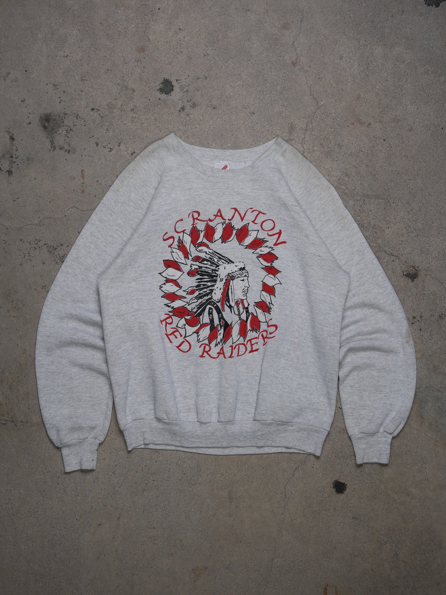 1990 - "SCRANTON RED RADERS" RAGLAN SLEEVE CREWNECK SWEATSHIRT