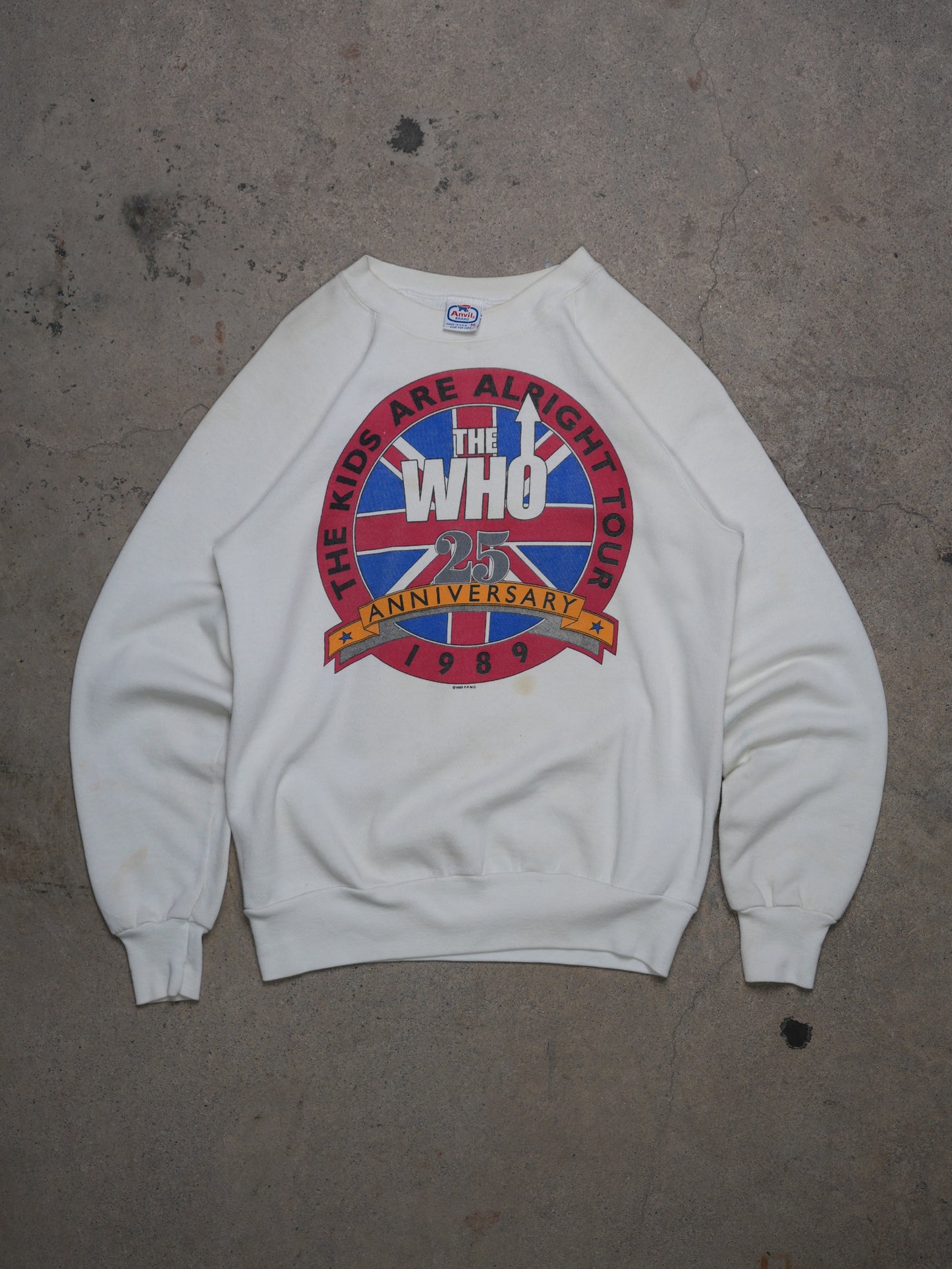 1989 - THE WHO "THE KIDS ARE ALRIGHT TOUR" RAGLAN SLEEVE CREWNECK SWEATSHIRT