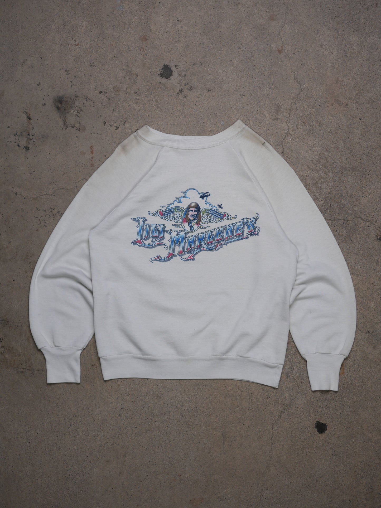 1980S - "AVIATOR PUB & RESTARURANT" RAGLAN SLEEVE CREWNECK SWEATSHIRT