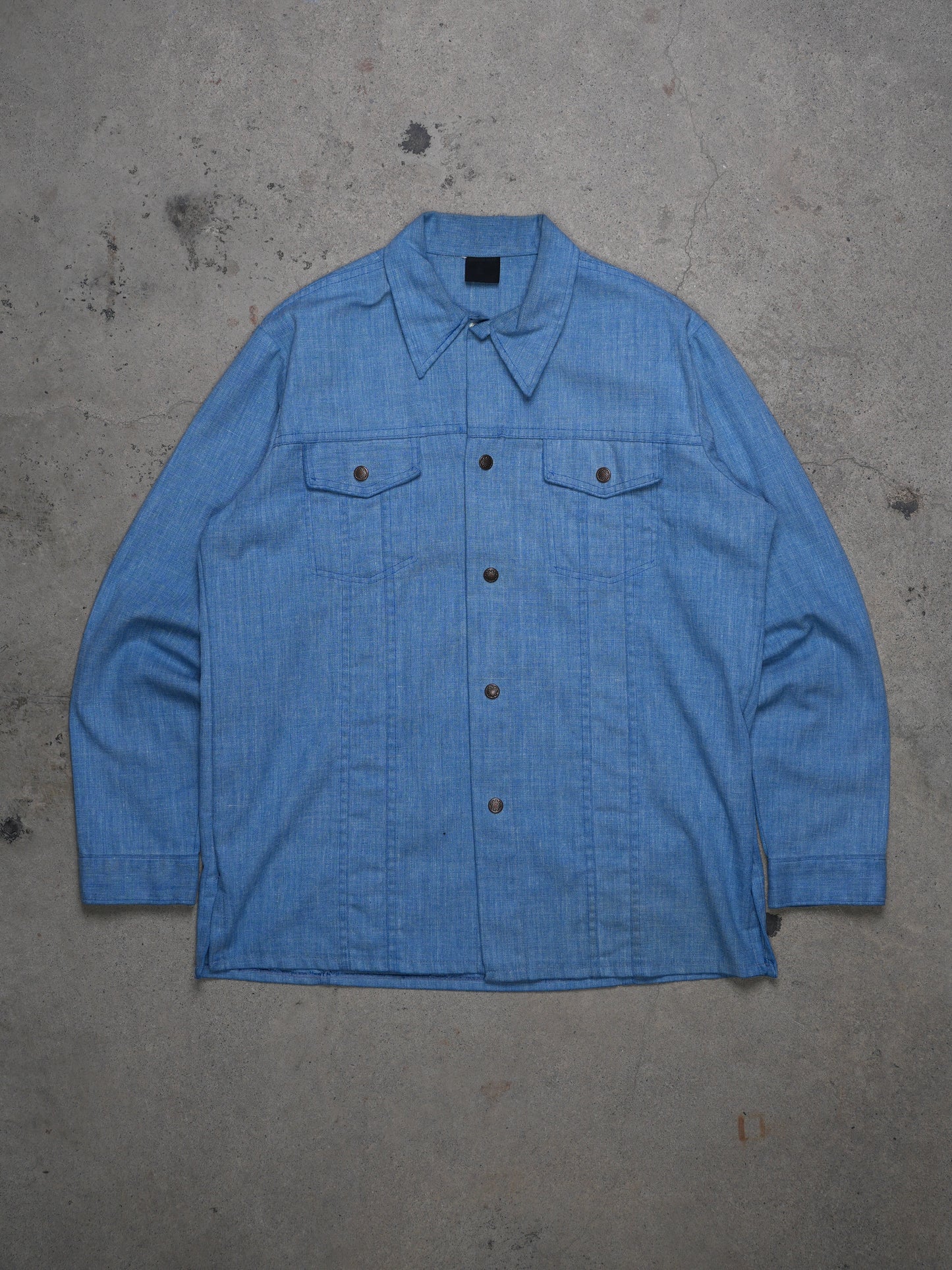 1970S - SEARS WESTERN WEAR DENIM SNAP BUTTON SHIRT